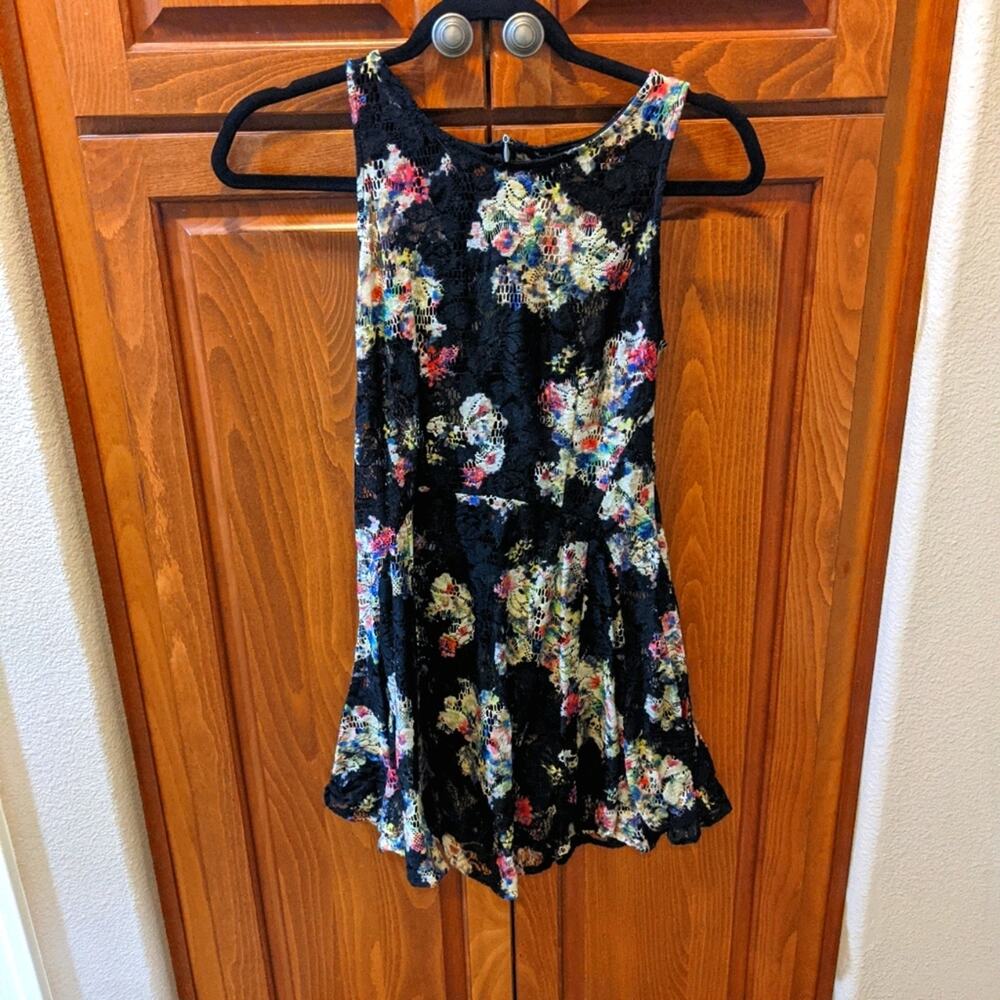 Fishbowl Floral Lace See Through Tunic Mini Dress Size Medium Boho